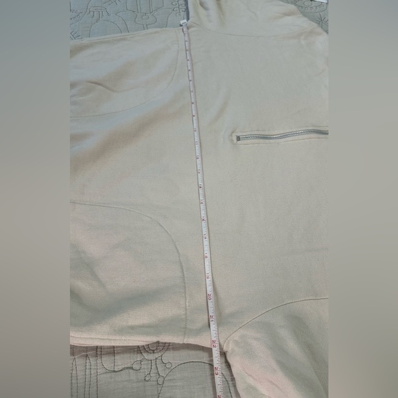 NEW MATE the Label Organic Fleece Half-Zip Sweatshirt — Bone • NWT • Size S - Picture 9 of 13